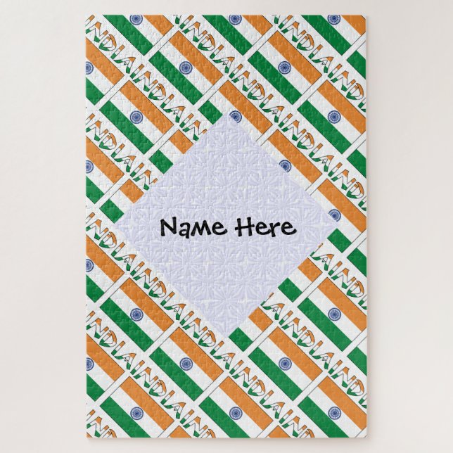 India Indian Flag Tiled Personalized  Jigsaw Puzzle (Vertical)