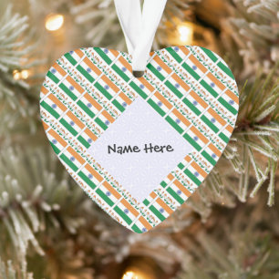 India Indian Flag Tiled Personalized Name Ornament