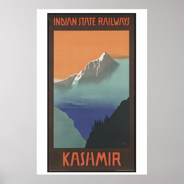 India Kashmir Vintage Travel Poster - Framed (Front)