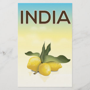 India Lemon travel poster Stationery