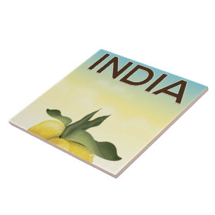 India Lemon travel poster Tile