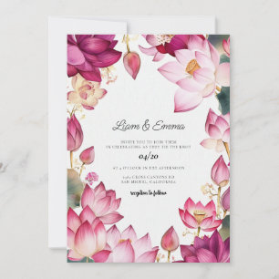 India lotus Watercolor Wedding Destination Invitation