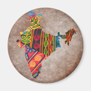 India Map Indian Embroidery Magnet