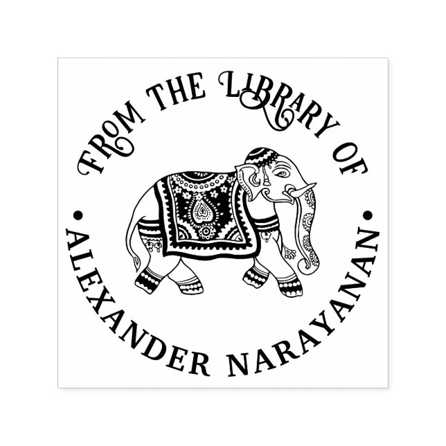 India Mehndi Elephant Name Library Book Name  Self-inking Stamp (Design)