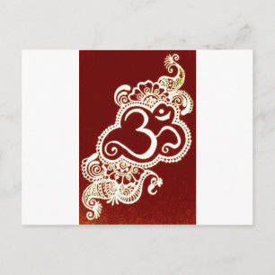India mehndi red henna postcard