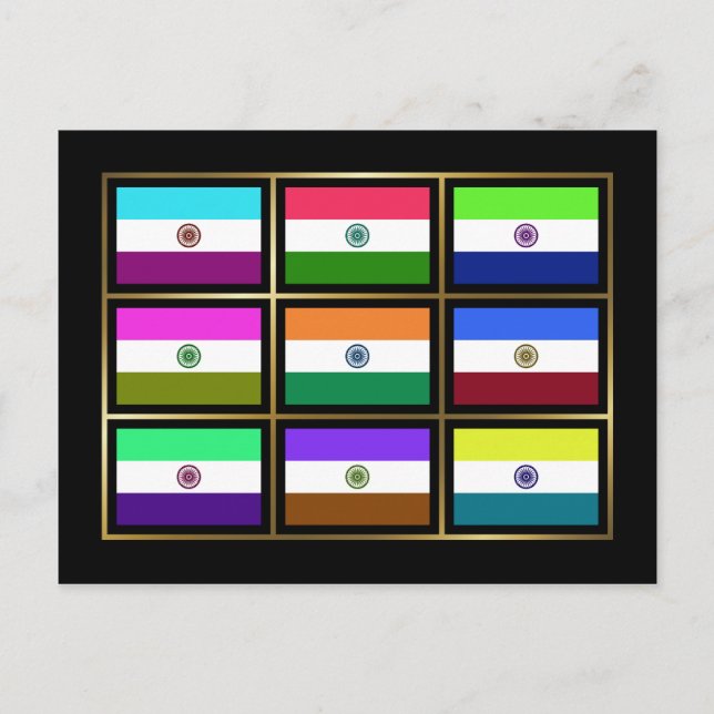 India Multihue Flags Postcard (Front)