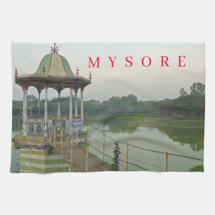 India Mysore lake view tea towel