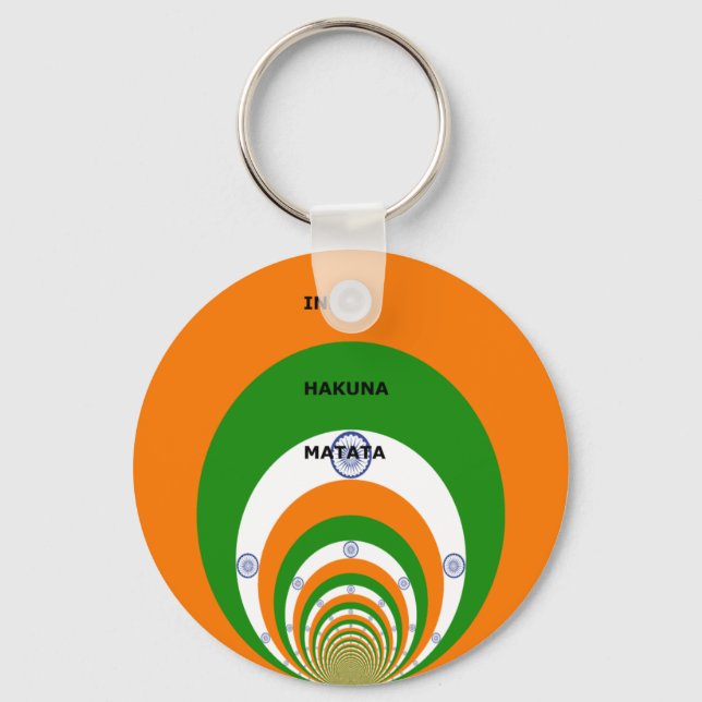 India National Flag Colours Design. Hakuna Matata Keychain (Front)