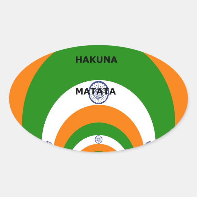 India National Flag Colours Design. Hakuna Matata Oval Sticker (Front)