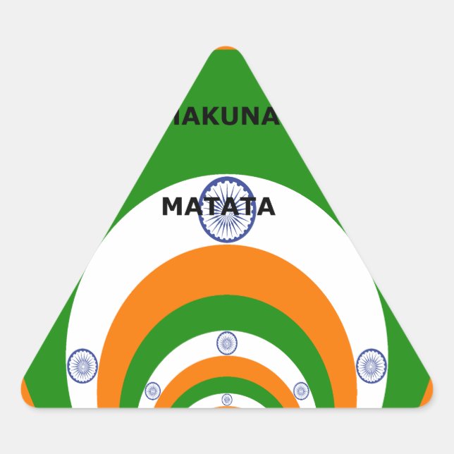 India National Flag Colours Design. Hakuna Matata Triangle Sticker (Front)