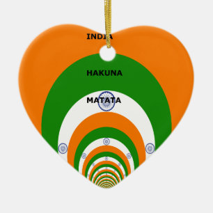 India National Flag Colours Design with "Hakuna Ma Ceramic Ornament