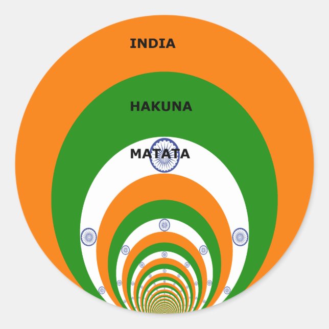 India National Flag Colours Design with "Hakuna Ma Classic Round Sticker (Front)
