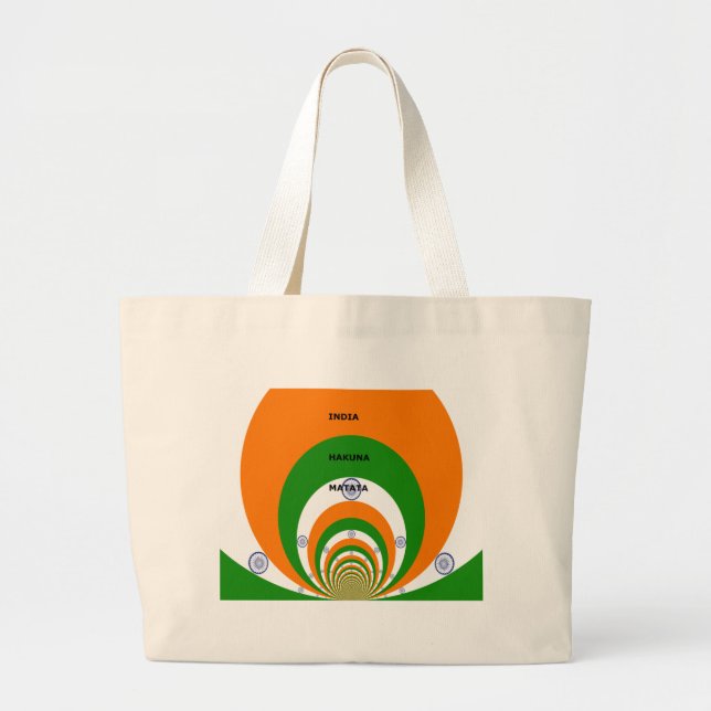 India National Flag Colours Design with "Hakuna Ma Large Tote Bag (Front)