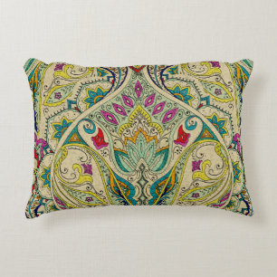 India paisley pattern, bohemian border. accent pillow