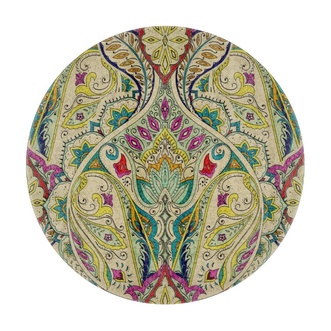 India paisley pattern, bohemian border. cutting board (Front)