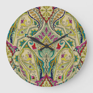 India paisley pattern, bohemian border. large clock