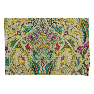 India paisley pattern, bohemian border. pillowcase
