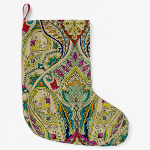 India paisley pattern, bohemian border. small christmas stocking