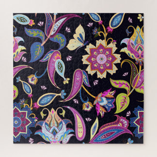 India Paisley Seamless Floral Ornament Jigsaw Puzzle