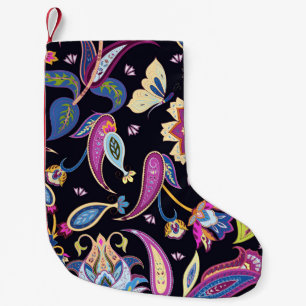 India Paisley Seamless Floral Ornament Small Christmas Stocking