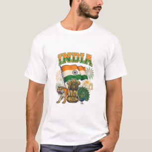 India Patriotic Flag and National Symbols Celebrat T-Shirt