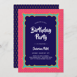 India Patterns Birthday Party 1 Invitation