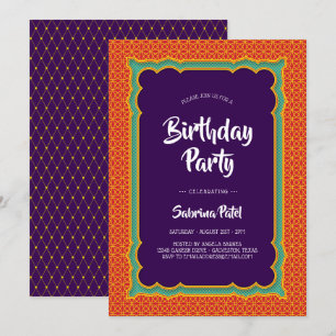 India Patterns Birthday Party 3 Invitation