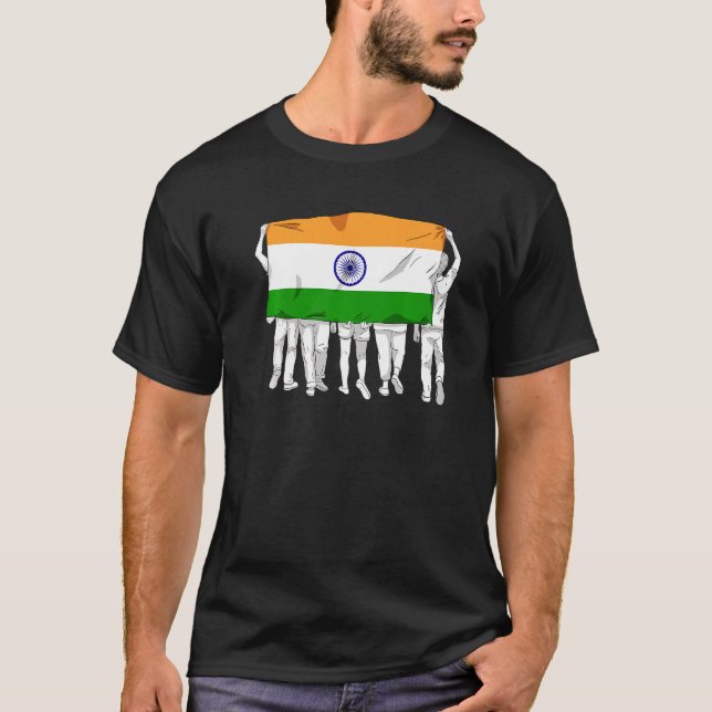 India Proud Flag Day Hindi Country Ashok Chakra Hi T-Shirt (Front)