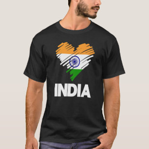 India Proud Flag Day Hindi Indian Heart Love Hindu T-Shirt