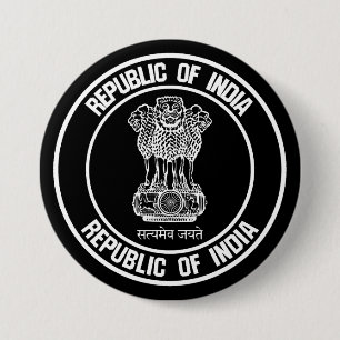 India Round Emblem 3 Inch Round Button