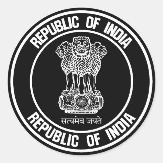 India Round Emblem Classic Round Sticker