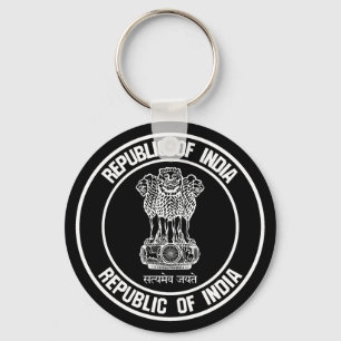 India Round Emblem Keychain
