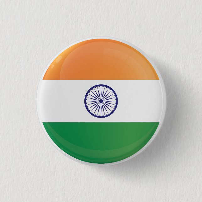 India  Round Icon Flag 1 Inch Round Button (Front)