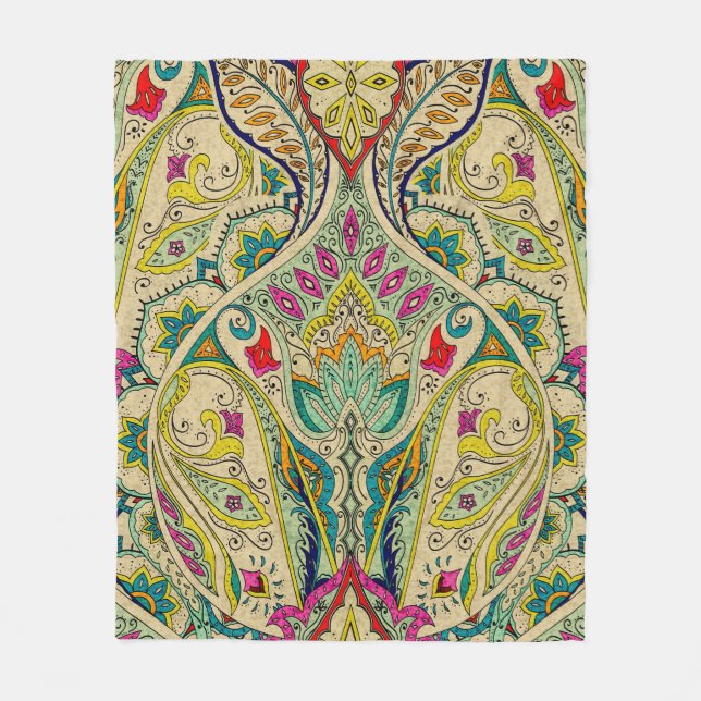 India seamless paisley pattern, decorative border. fleece blanket (Front)