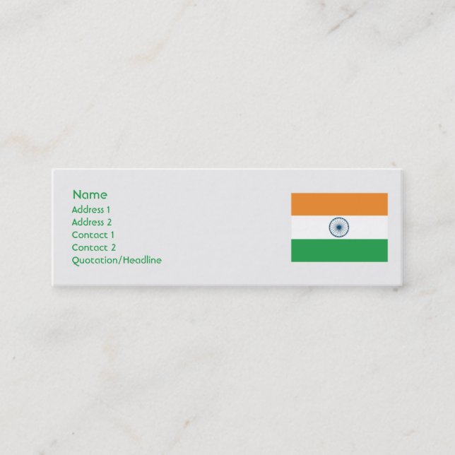 India - Skinny Mini Business Card (Front)