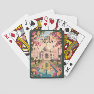 India Taj Mahal Illustration Travel Art Vintage Playing Cards