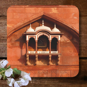 India Temple Wall Square Paper Coaster