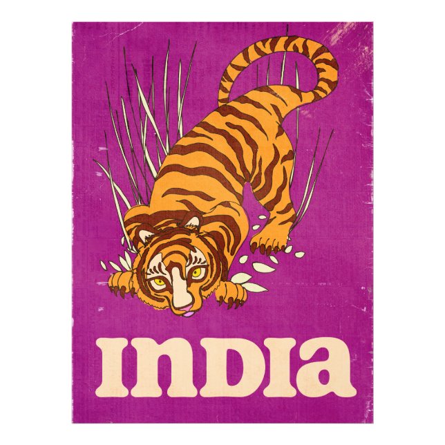 India Tiger Vintage travel poster (Devant)