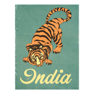 India Tiger Vintage travel poster