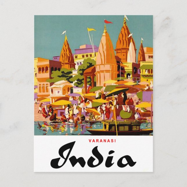 India, traditional buildings in Varanasi city Postcard (Front)