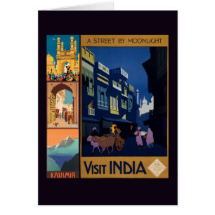 India Travel Poster collage blank greeting cards