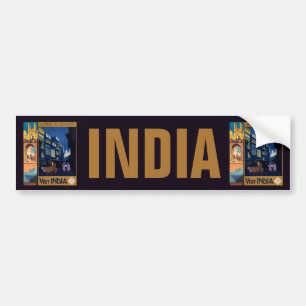India Travel Poster collage bumpersticker Bumper Sticker
