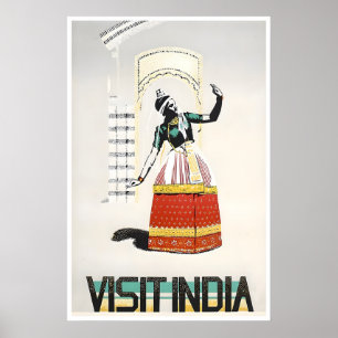 India Travel Poster Indian Art Print Asian Dance