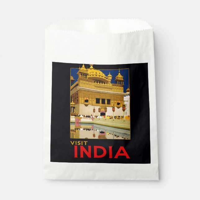 India travel poster indian vintage art favour bag (Front)