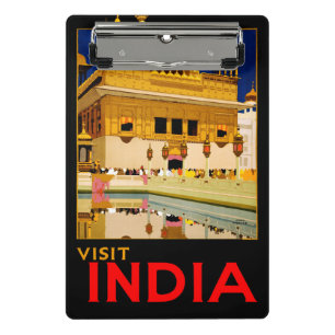 India travel poster indian vintage art mini clipboard