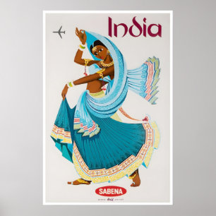 India Travel Poster Indian Woman Art Sabena Print