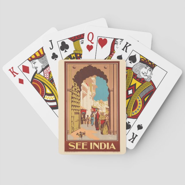 India Travel Poster playing cards (Back)
