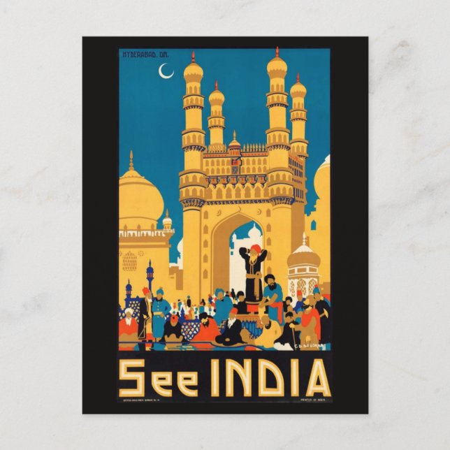 India Travel Poster postcard (Front)