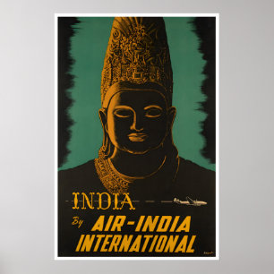 India Travel Poster Statue Wall Art Print Vintage