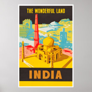 India Travel Poster The Wonderful Land Art Print